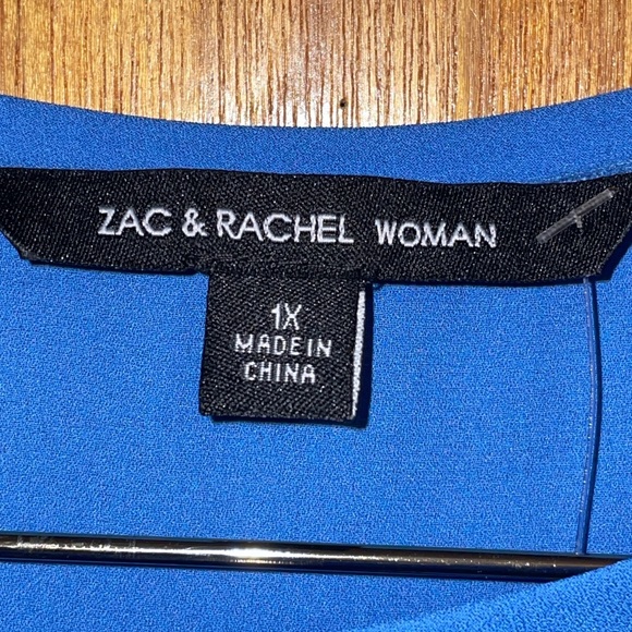 •ZAC & RACHEL•NWT AGEAN BLUE RUFFLE FLOWY BLOUSE SIZE 1X - Picture 4 of 10